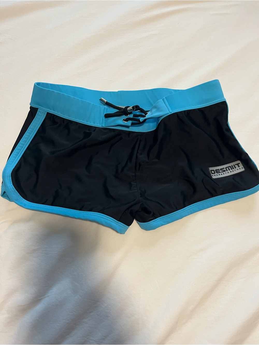 Mens Black and Turquoise Swim Shorts